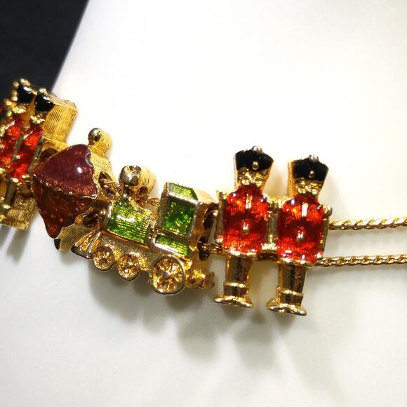 Vintage Christmas Charm Bracelet, Two Chain Slider, 1960s Jewelry - Picture 6 of 10